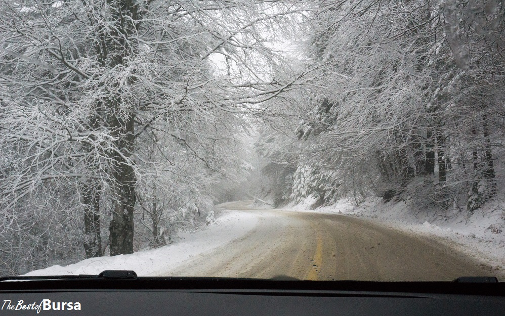 A Snowy Drive Up Uludağ Road