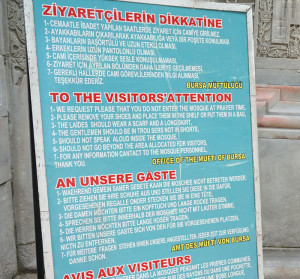 Bursa mosque visiting guidelines