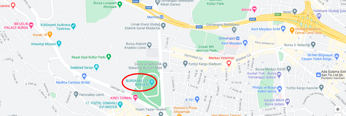 Map to Bursa Millet Bahcesi | The Best of Bursa